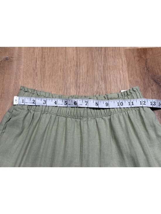 Abercrombie & Fitch Womens Sage Green Linen Blend Pants Elastic Waist Pockets Si - Picture 5 of 8